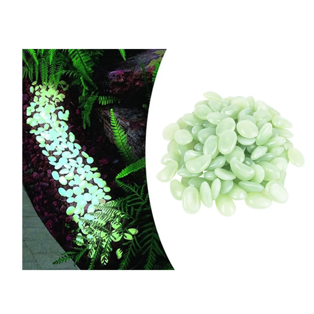 100 PCS Glow in The Dark Pebbles Glowing Rocks Fish Tank Garden Luminous