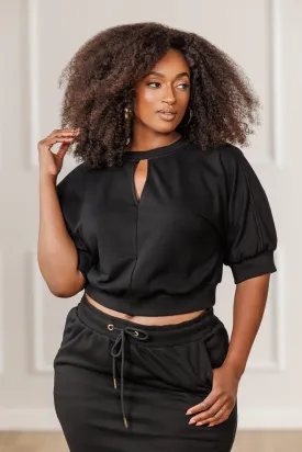 Addison Keyhole Crop Top - Black