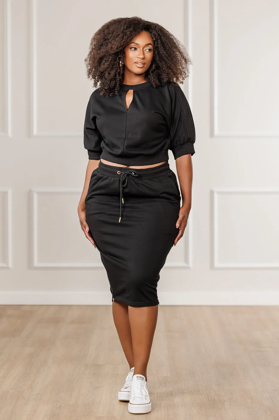 Addison Keyhole Crop Top - Black