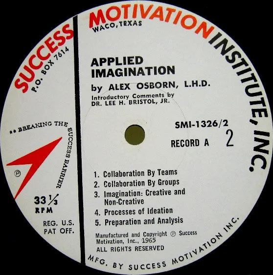 Alex Osborn, L.H.D., Dr. Lee H. Bristol, Jr. - Applied Imagination - LP