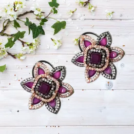 American Diamond Designer Earring in Magenta Color (E29)