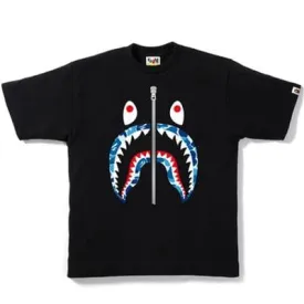 BAPE ABC SILVER ZIP SHARK TEE BLACK/BLUE