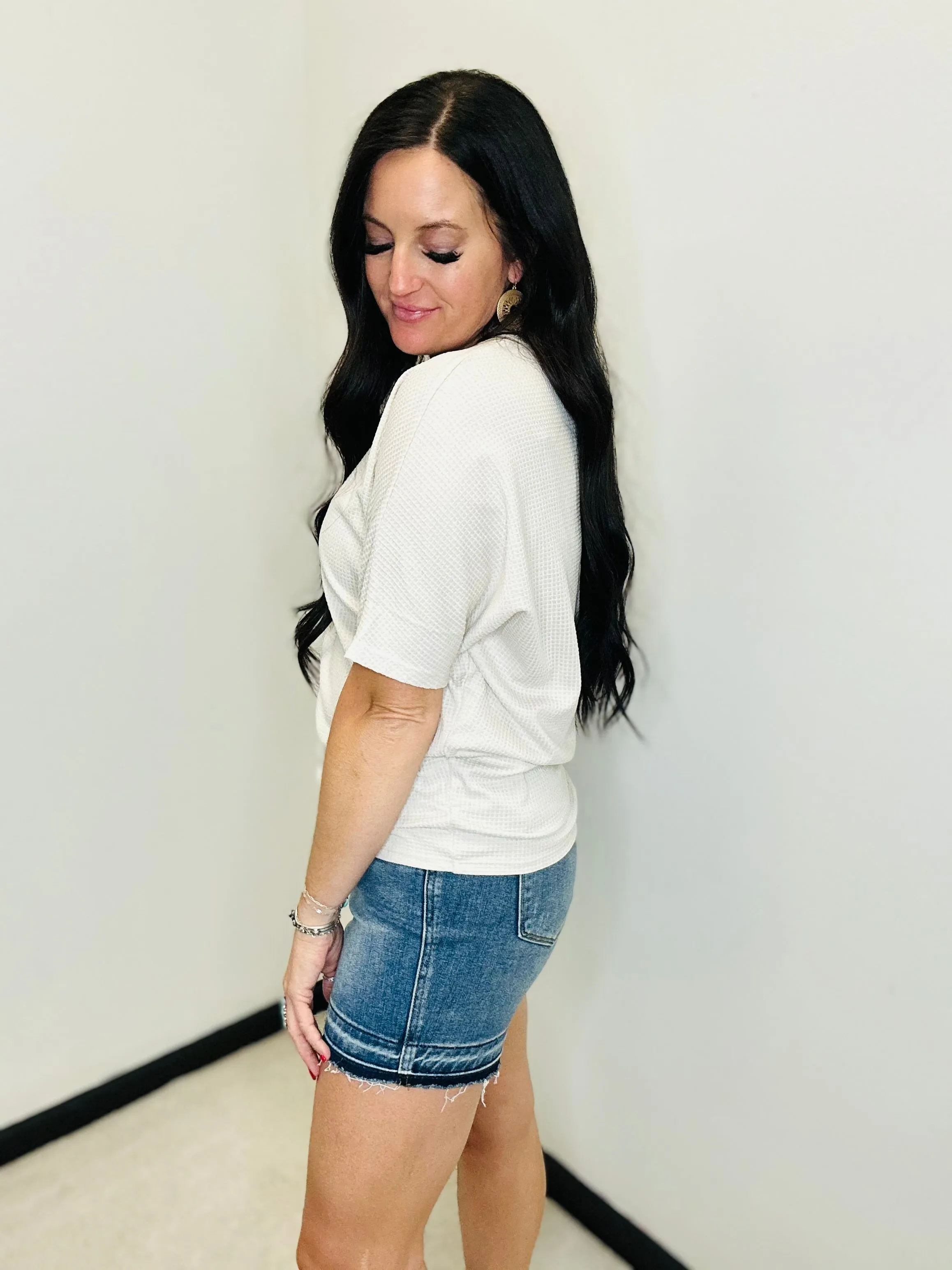 Bree Casual V Neck Casual Top Oatmeal