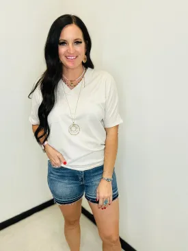 Bree Casual V Neck Casual Top Oatmeal