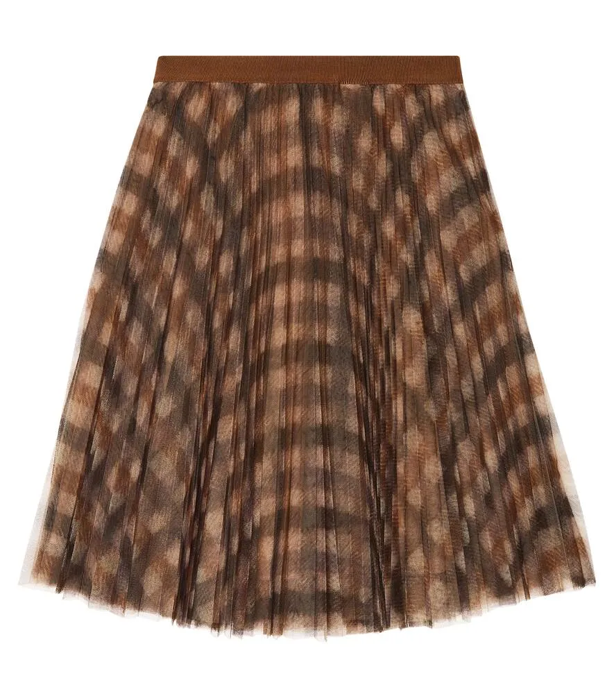 Brunello Cucinelli check pleated tulle skirt, multicolored