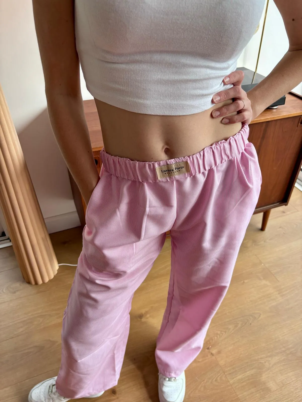 Casual striped cotton trousers