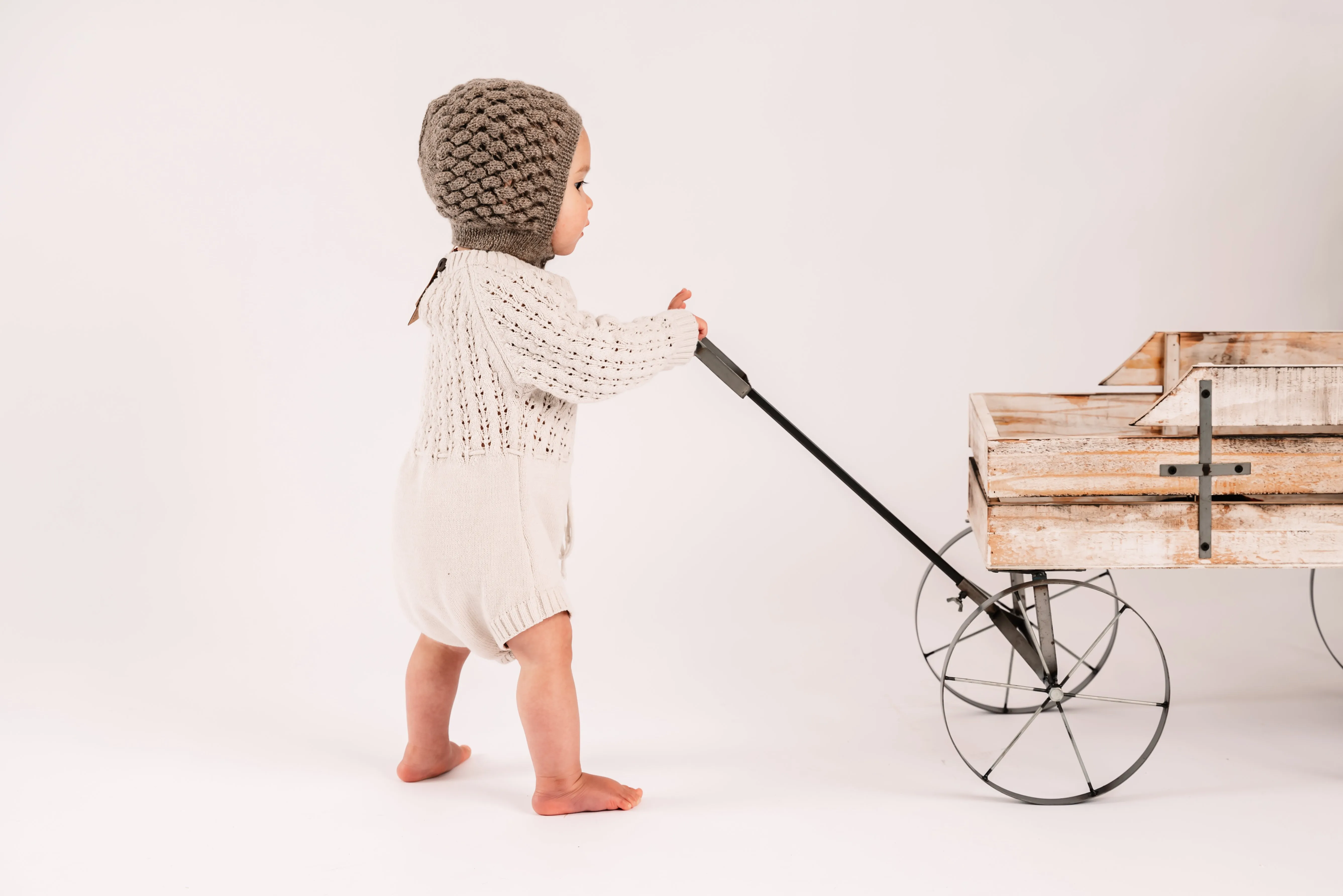 Child Alpaca Bonnet Hat with Buttons