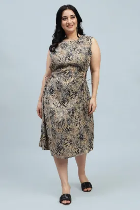 Curvy Lane Women Plus Size Adjustable Strings on Waist Midi Dress