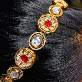 Designer Gold Plated Royal Kundan Sheeshphool /Mathapatti (D95)