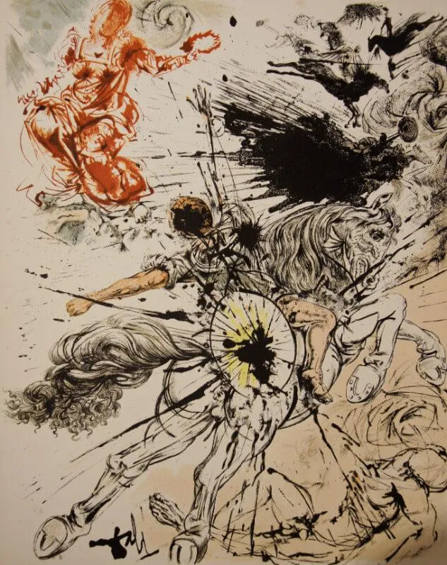 Don Quichotte - Lithograph From The Catalog of the Graphic Works By Salvador Dali - Canvas Prints