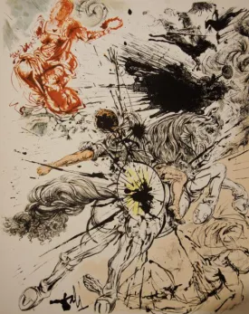 Don Quichotte - Lithograph From The Catalog of the Graphic Works By Salvador Dali - Canvas Prints