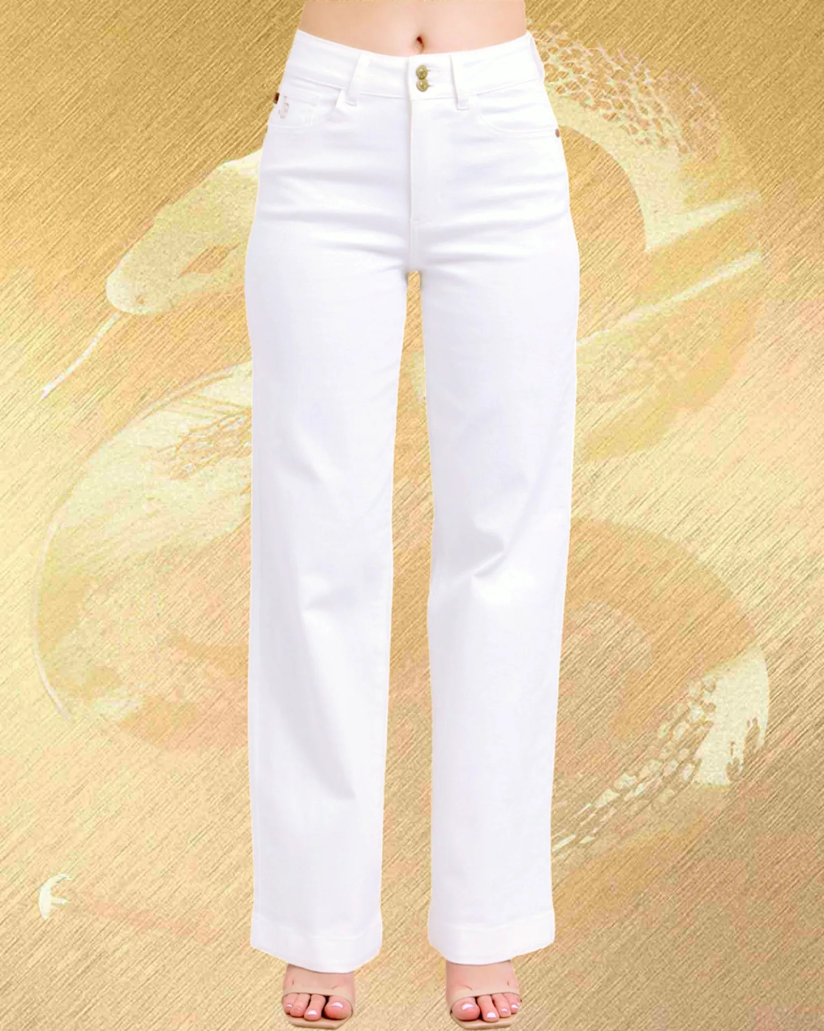 Double Button Wide Leg Trousers - Judy Blue
