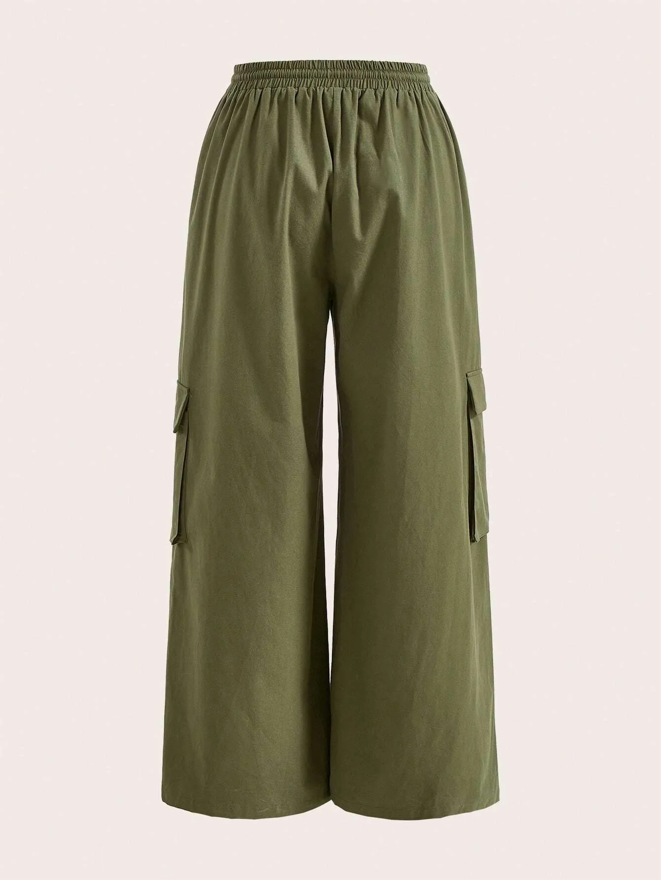 Drawstring Waist Green Cargo Pants