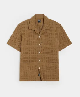 Floral Eyelet Leisure Shirt in Brown