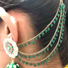 Gold Plated Beautiful Beads Kanoti Ear Chain For Women (E751)