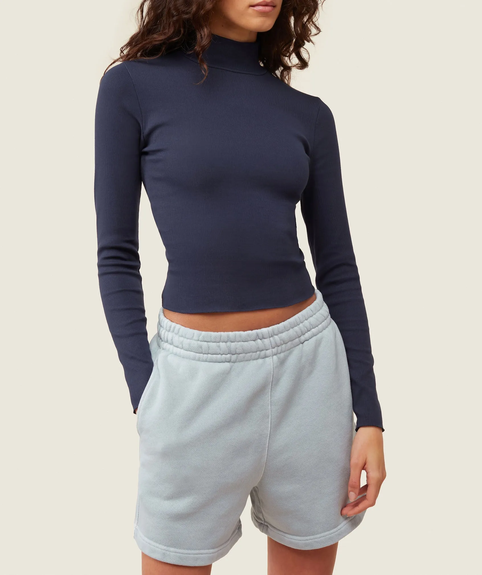 Gymshark everywear Long Sleeve Ribbed Turtle Neck - Heavy Blue