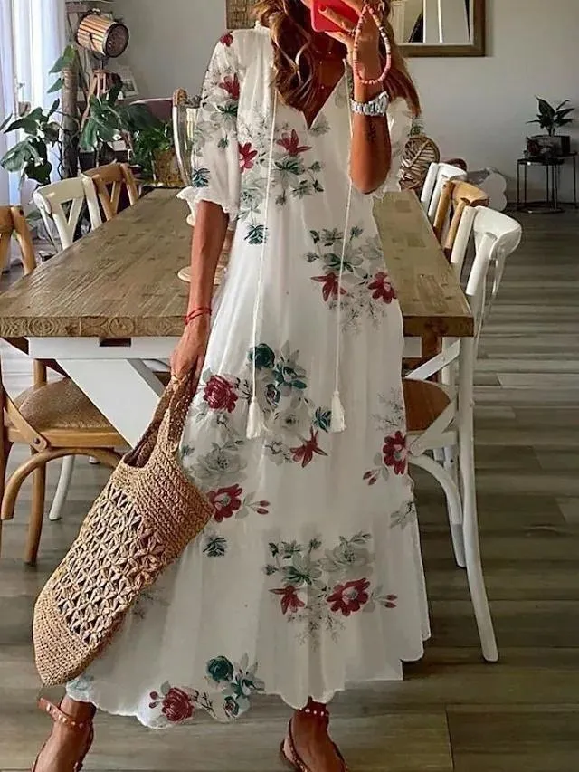 Hot Floral Casual Maxi Dress