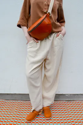 ICHI Linno Ecru Barrel Leg Trousers