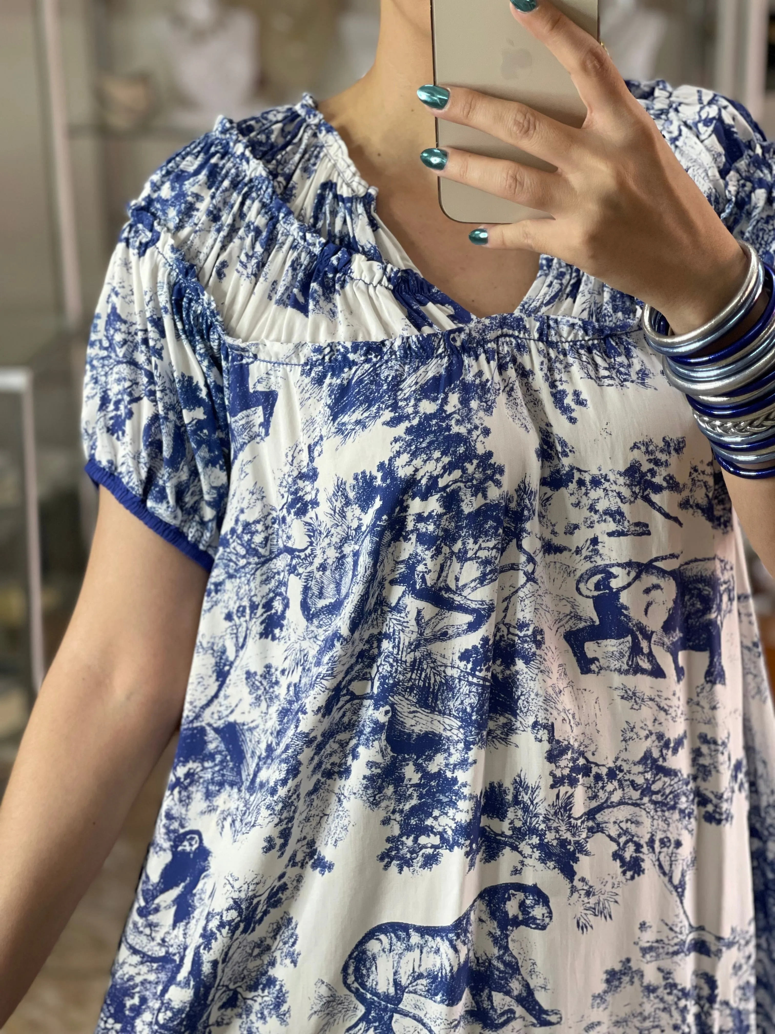 Landscape Print Short Dress