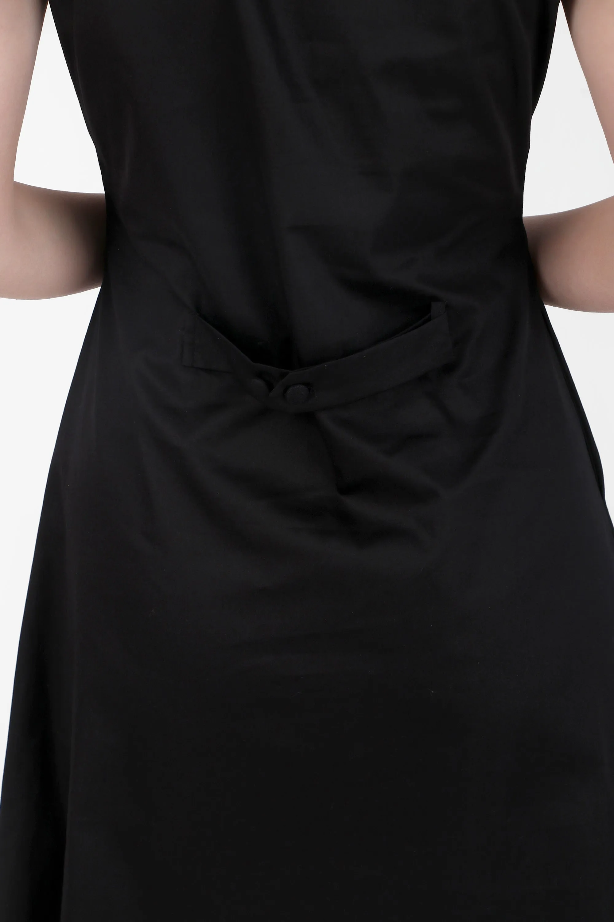 Lapel Grace Calf-Length Dress, Black
