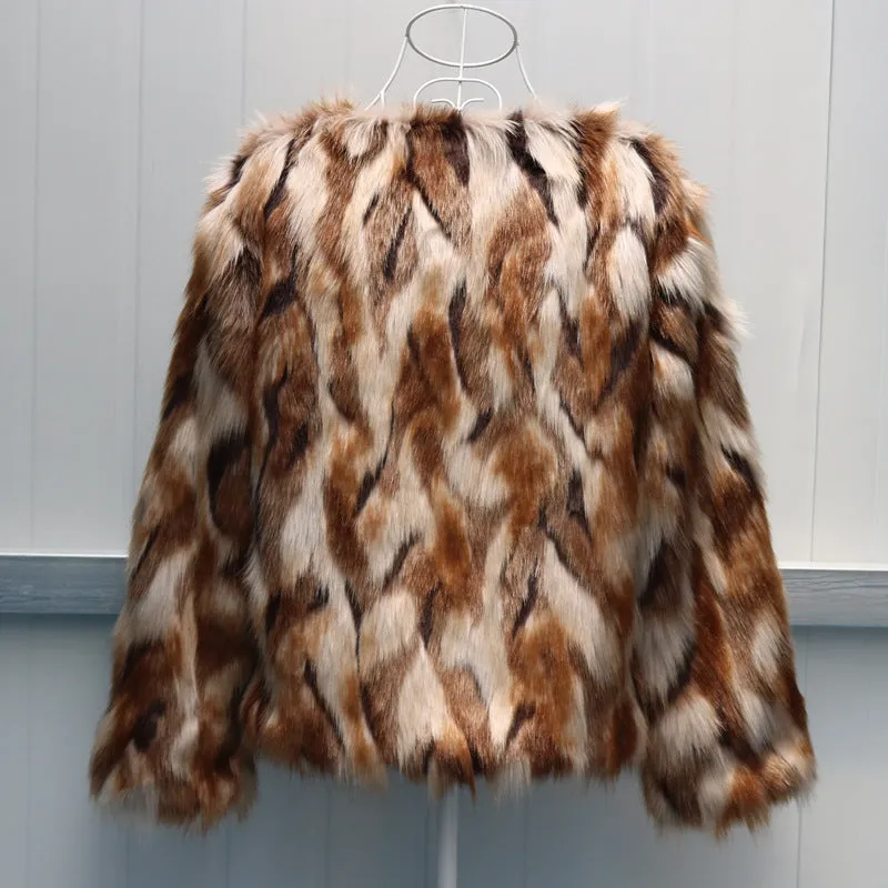 Long Sleeve Faux Fur Coat