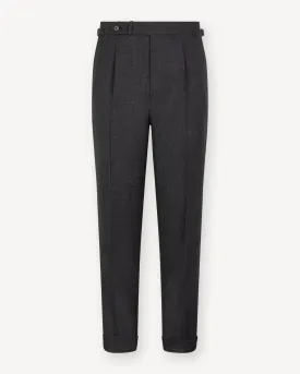 Mid Grey Single Pleat Tropical Wool Trousers