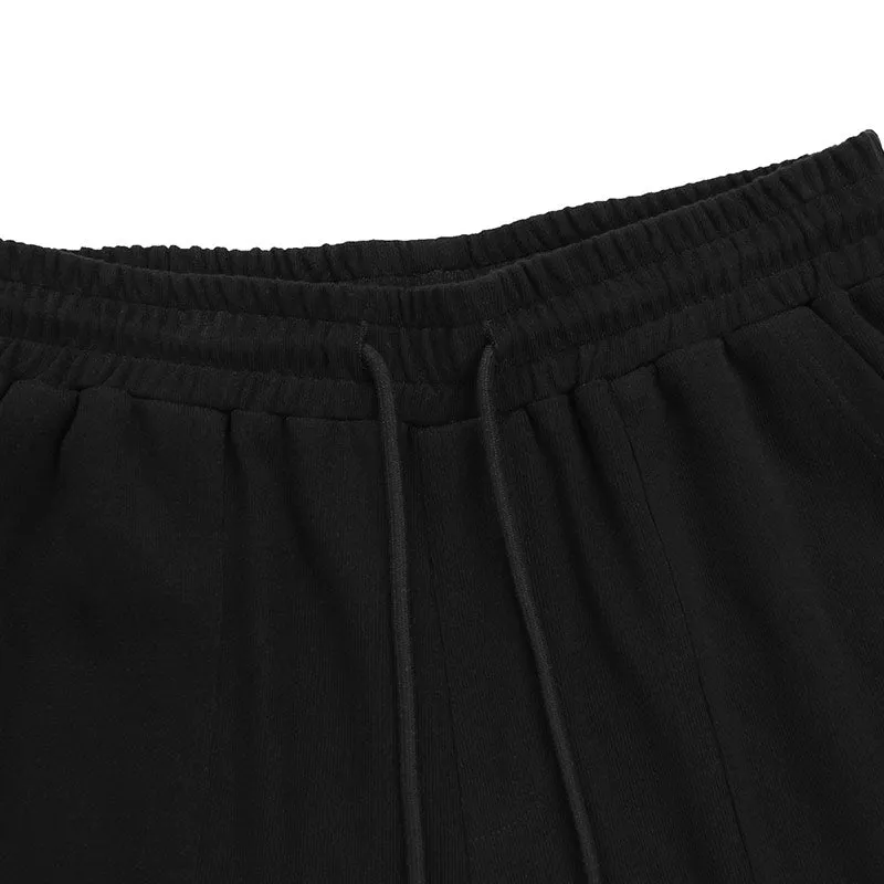 Minimalist Plain Letter Print Elastic Jogger Pants