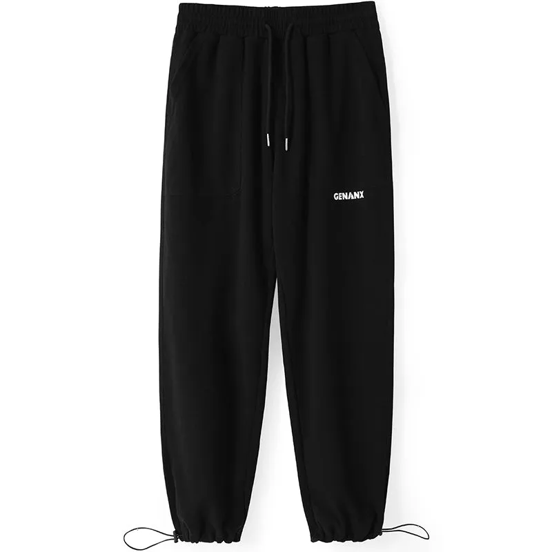 Minimalist Plain Letter Print Elastic Jogger Pants