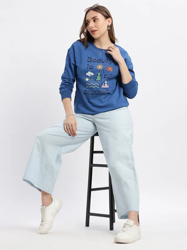 Oversized Cobalt Blue Casual Sweatshirt