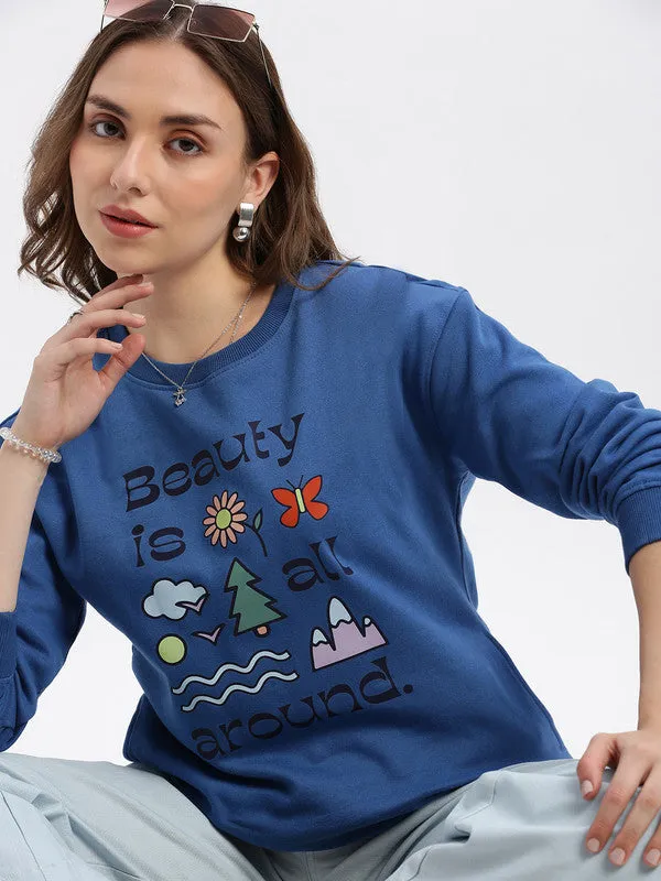 Oversized Cobalt Blue Casual Sweatshirt