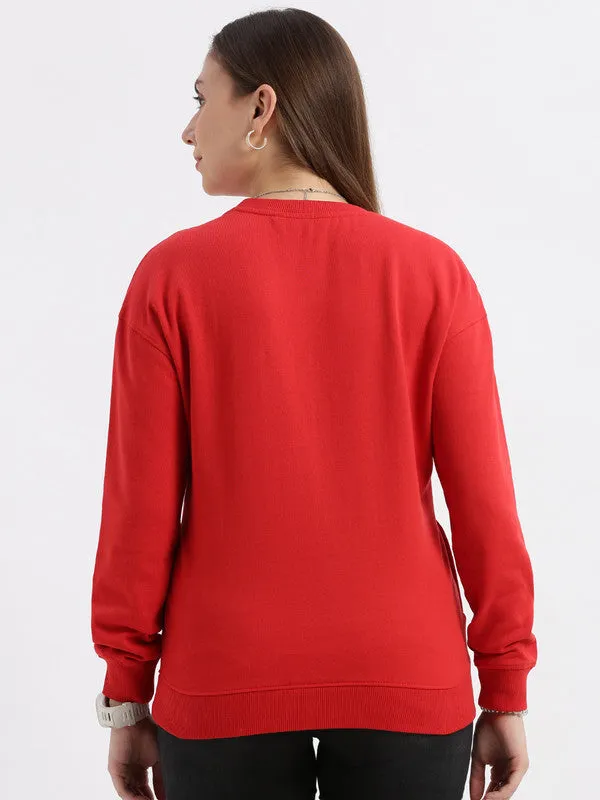 Oversized Tomato red Casual Sweatshirt