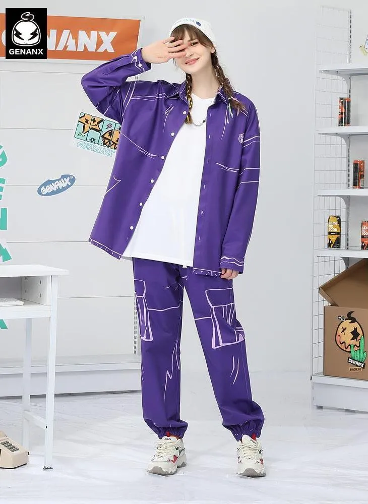 Plain Hand-painted Print Elastics Waist Jogger Pants