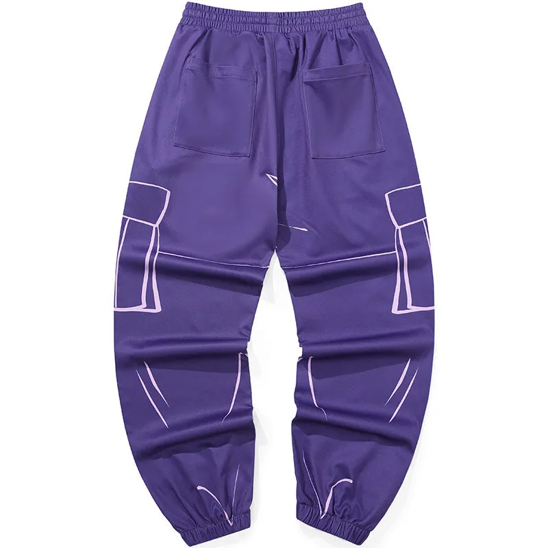 Plain Hand-painted Print Elastics Waist Jogger Pants