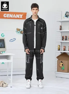 Plain Hand-painted Print Elastics Waist Jogger Pants