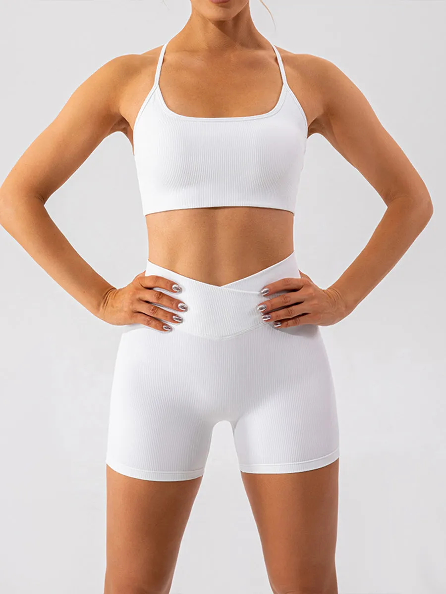 Plain Running Shorts for Womens Causal Tummy Control Workout Shorts High Waisted Yoga Capris Shorts