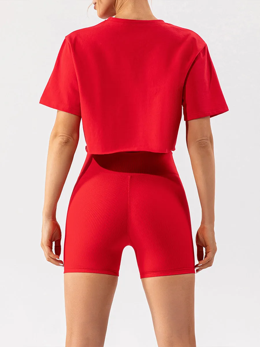 Plain Running Shorts for Womens Causal Tummy Control Workout Shorts High Waisted Yoga Capris Shorts
