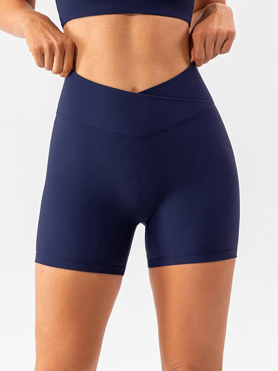 Plain Running Shorts for Womens Causal Tummy Control Workout Shorts High Waisted Yoga Capris Shorts