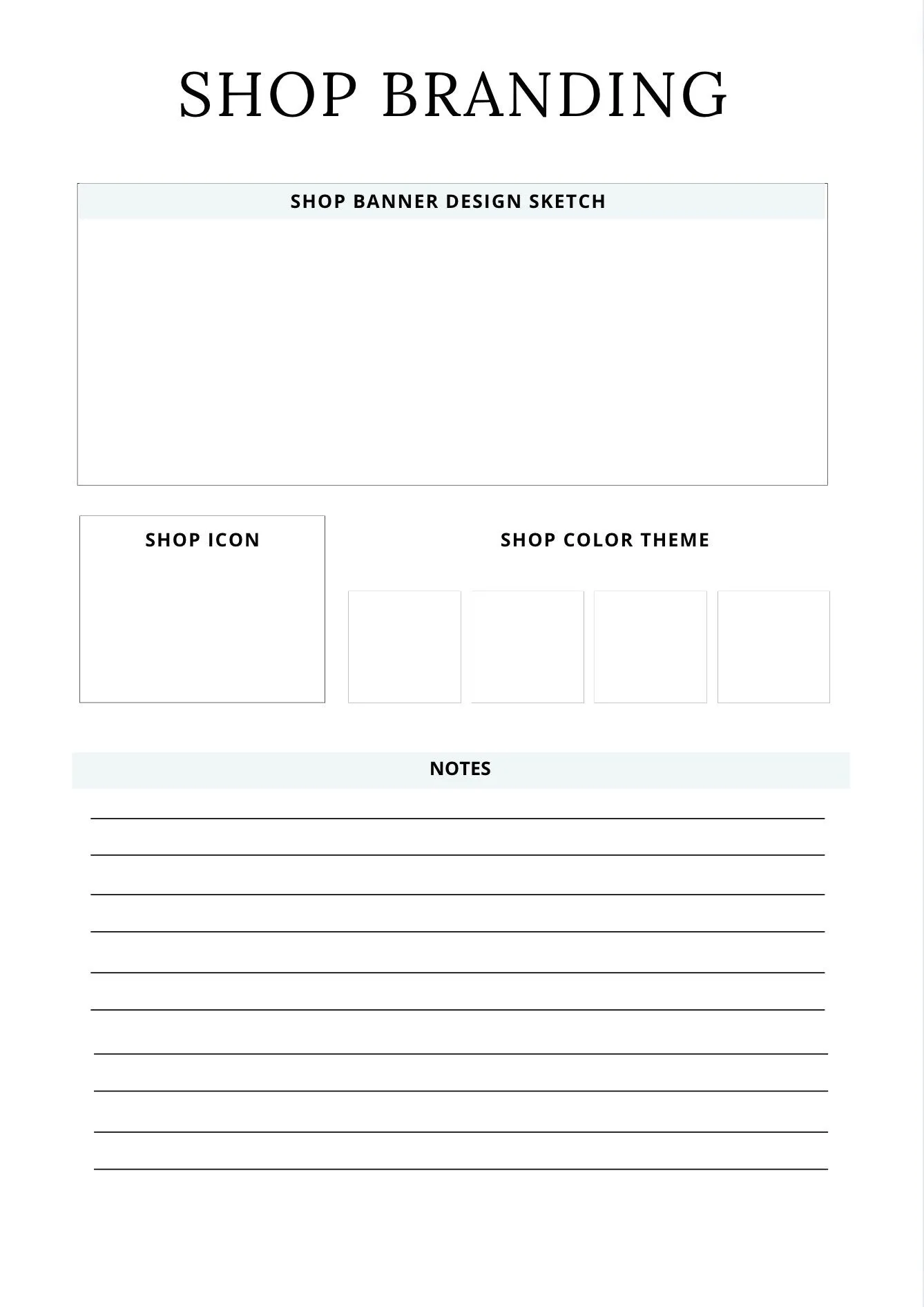 Printable Etsy shop planner in pdf format for use in a binder, 129 pages plus bonus social media planners.