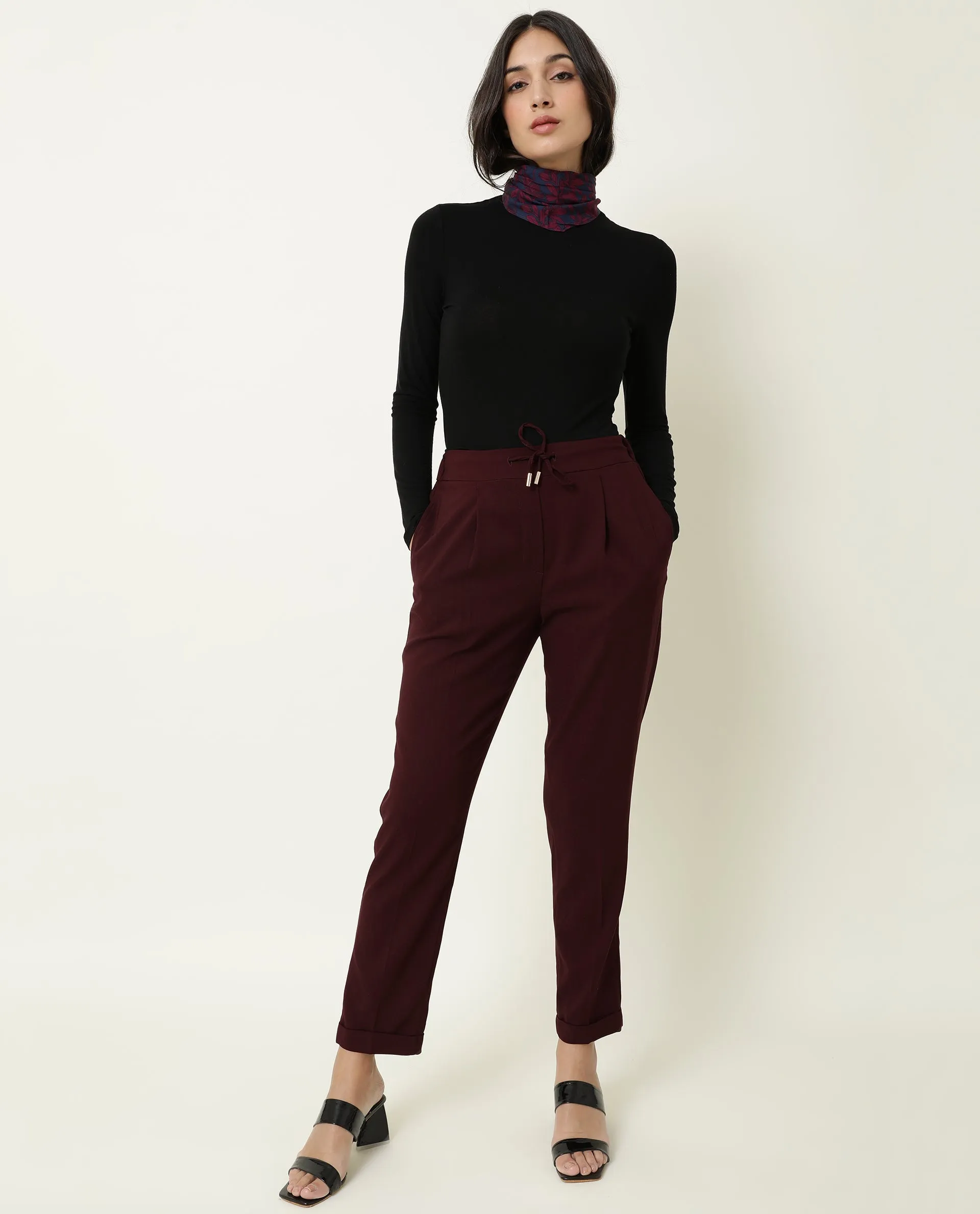 Rareism Women Mason Navy Scarf