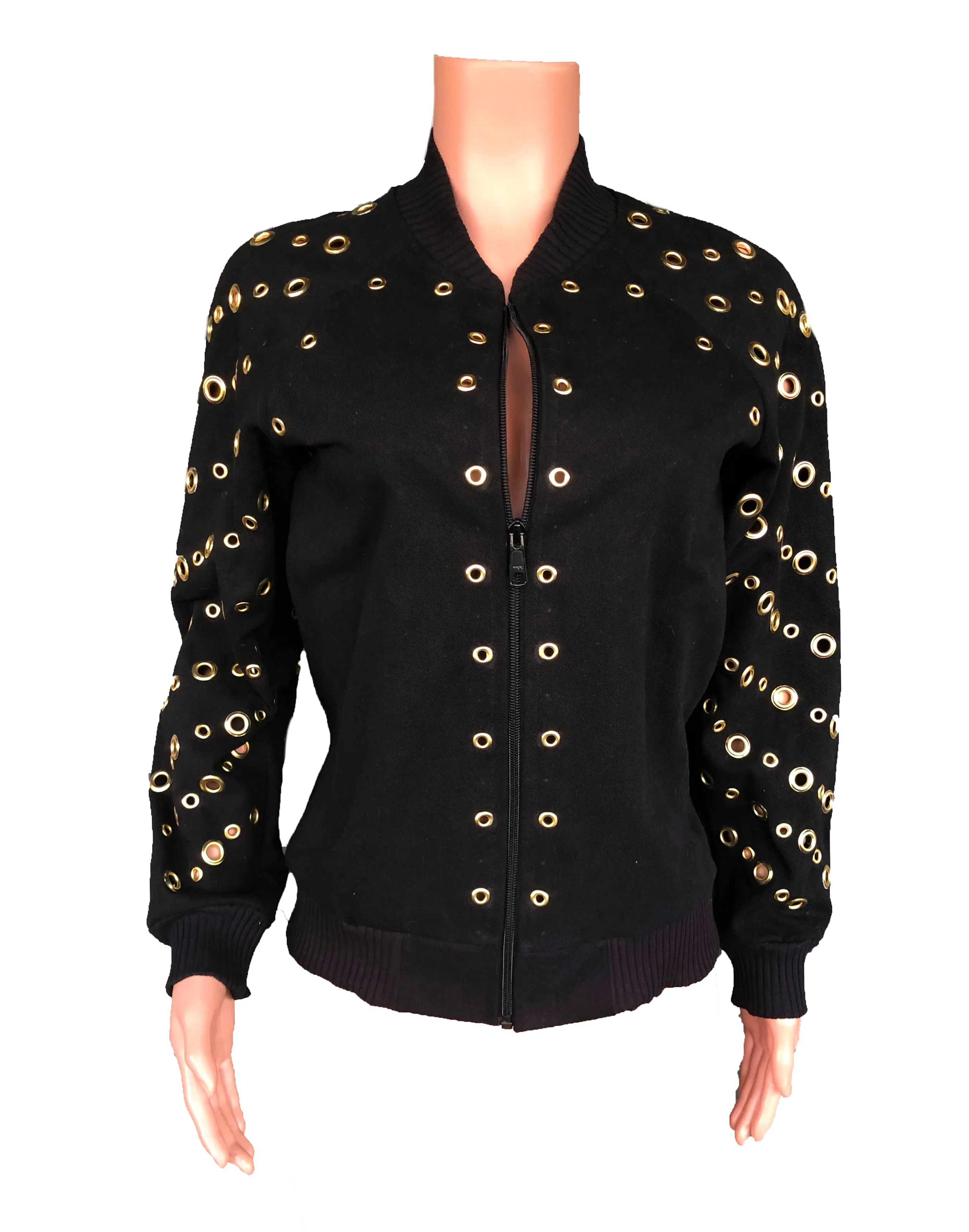 Rebel grommet denim bomber