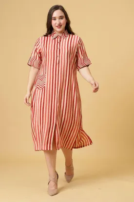 Red & White One Piece Casual Dress for Women