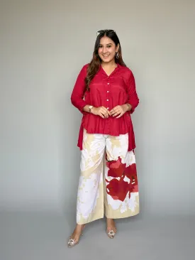 Red Top & Printed Pants Co-ord Set