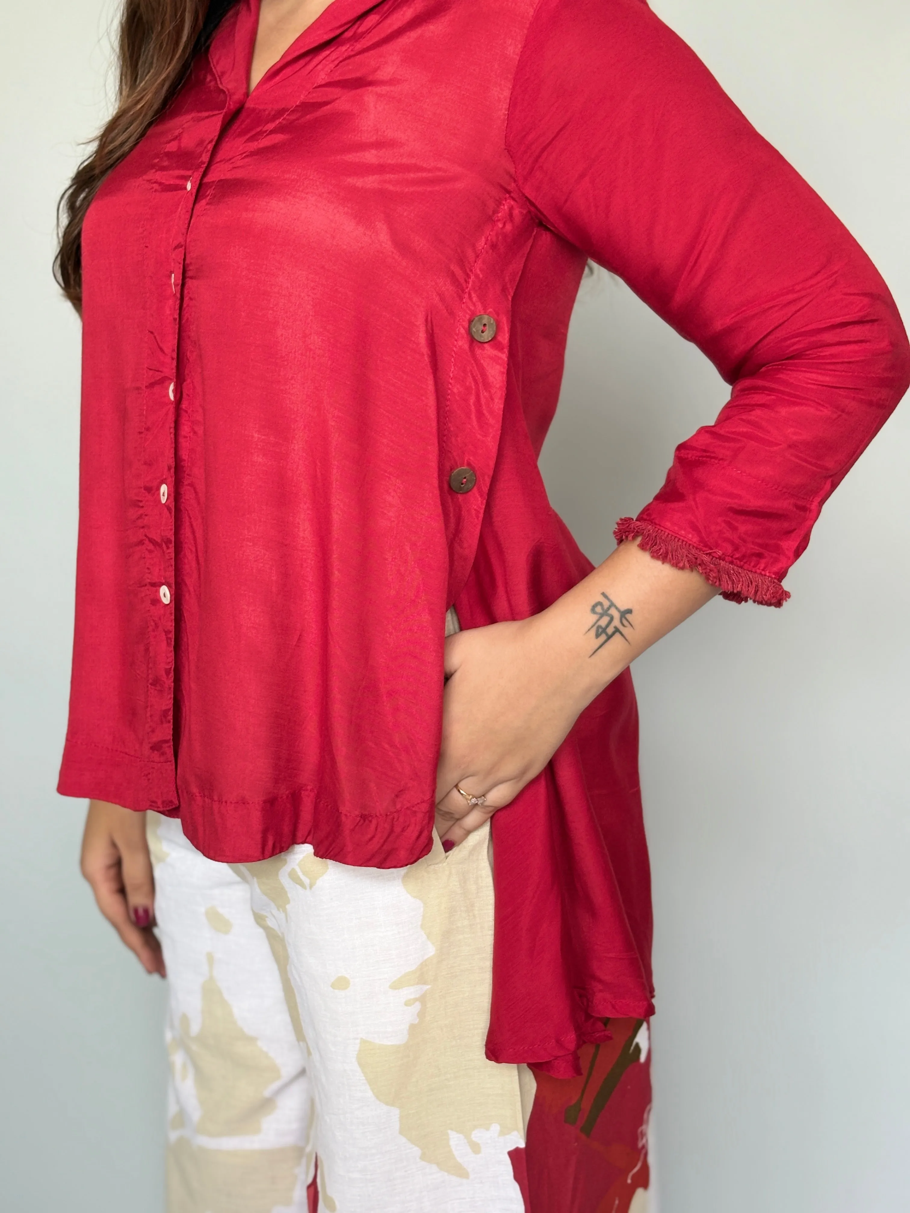 Red Top & Printed Pants Co-ord Set