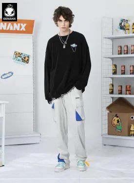 Safari Style Color Block Spliced Jogger Sporty Pants
