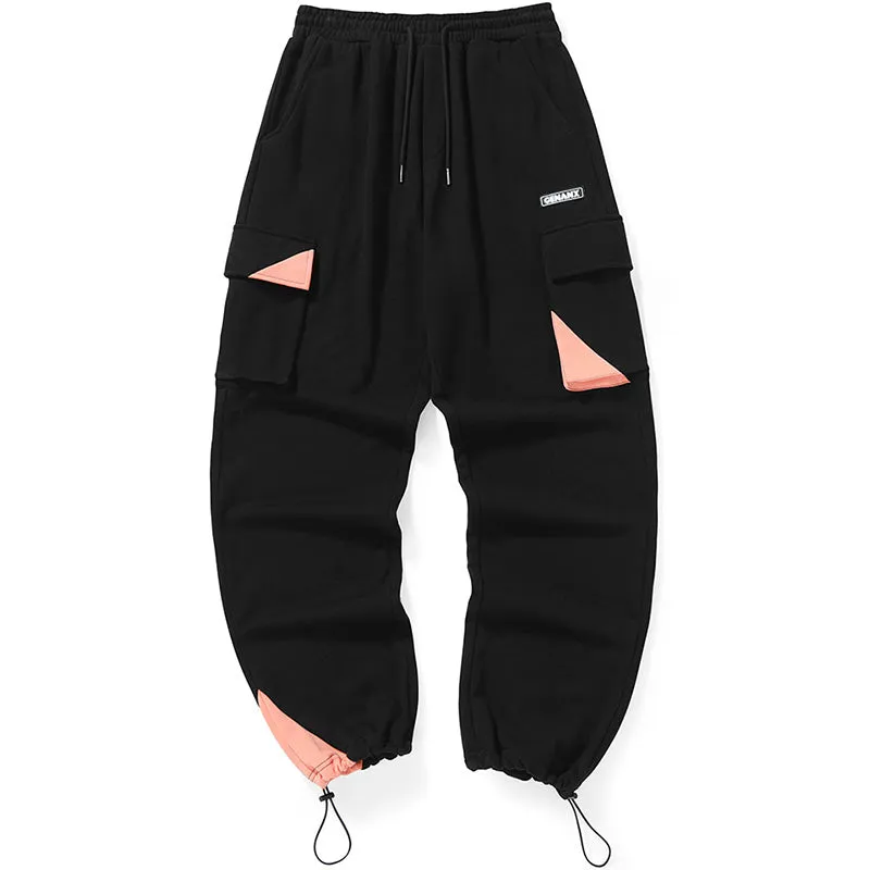 Safari Style Color Block Spliced Jogger Sporty Pants