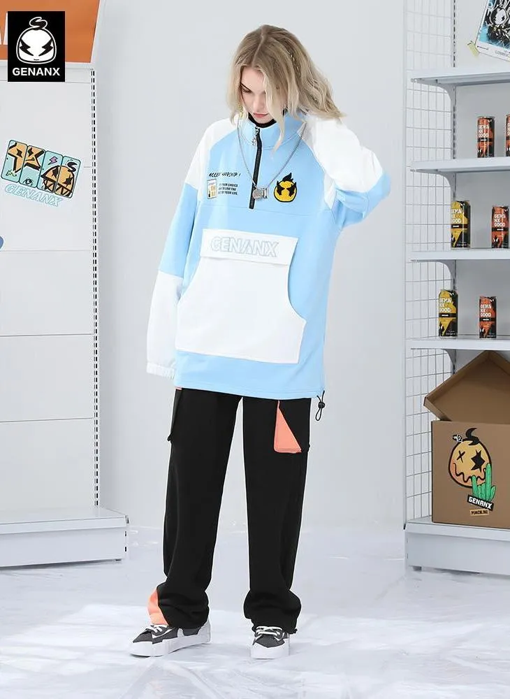 Safari Style Color Block Spliced Jogger Sporty Pants