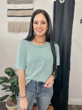 Vivian Vintage Washed Waffle Top Teal