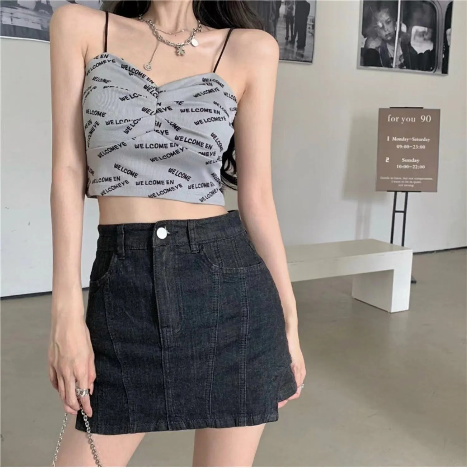 Wjczt Women's Sexy Beautiful Back Tank Top Letter Print Camisole Push Up Knitting Crop Top Seamless Padded Underwear Summer 2022 New