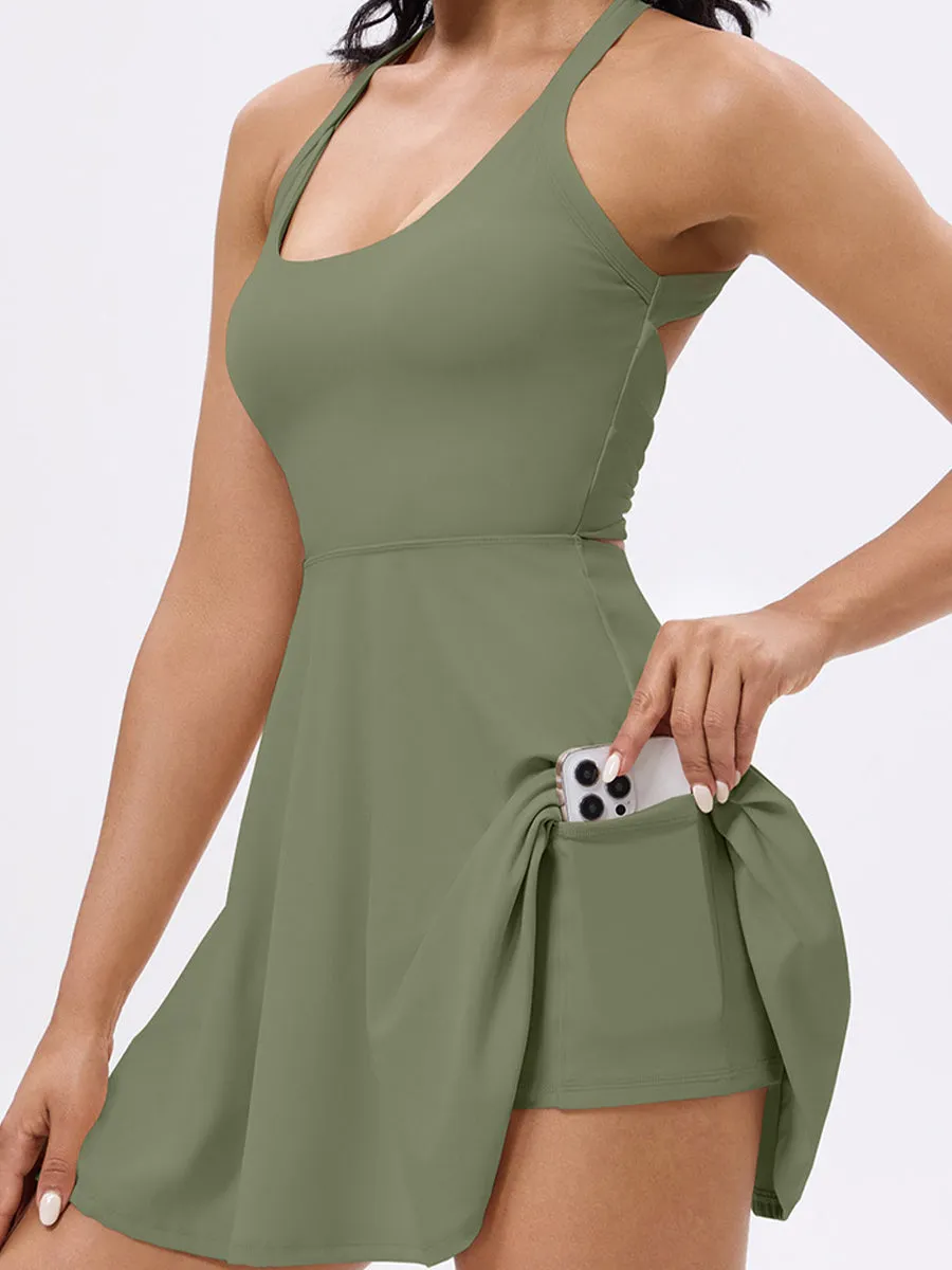 Women Summer Short Romper Dress Tennis Active Sports with Boy Shorts Underwear